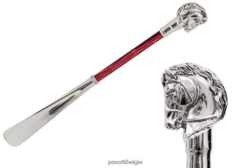 accessoires cs w41pr - zilveren paardenschoenlepel, rode schacht PASOTTI VFHH4H289