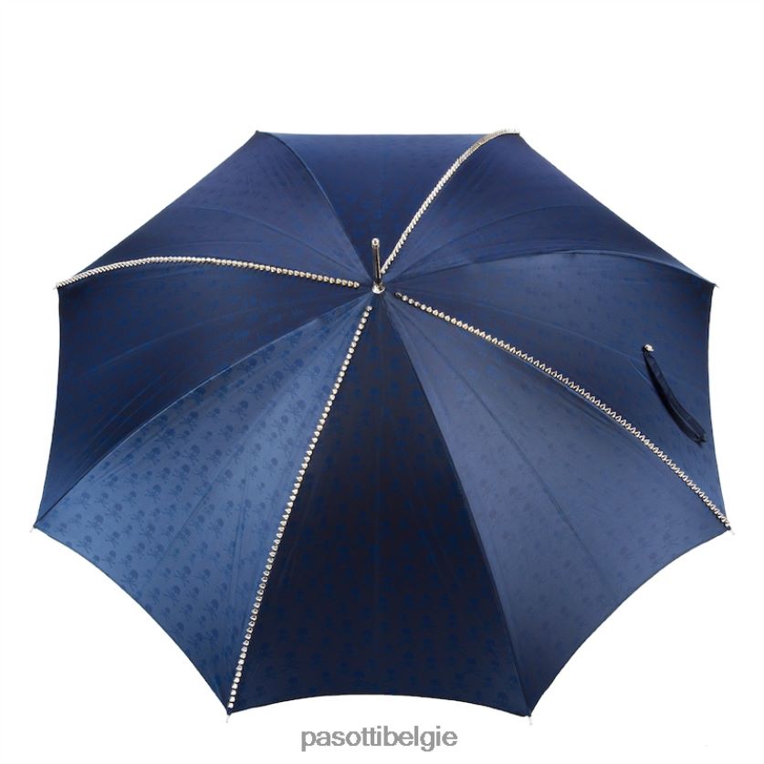 paraplu | 416nt pbt w33pb - marineblauwe paraplu met studs en zilveren schedelhandvat PASOTTI VFHH4H52