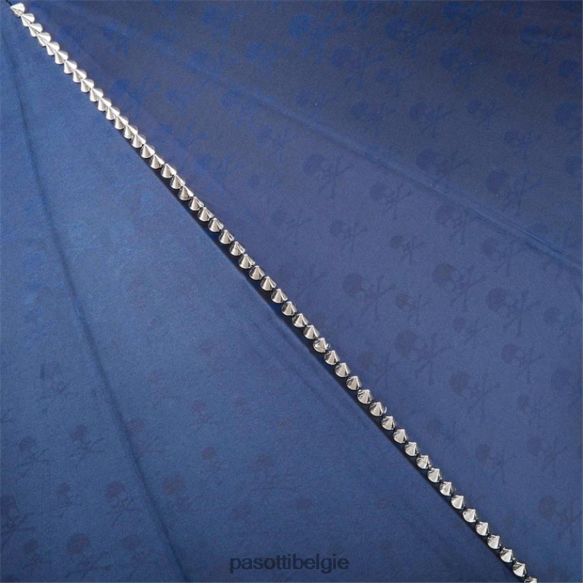 paraplu | 416nt pbt w33pb - marineblauwe paraplu met studs en zilveren schedelhandvat PASOTTI VFHH4H52