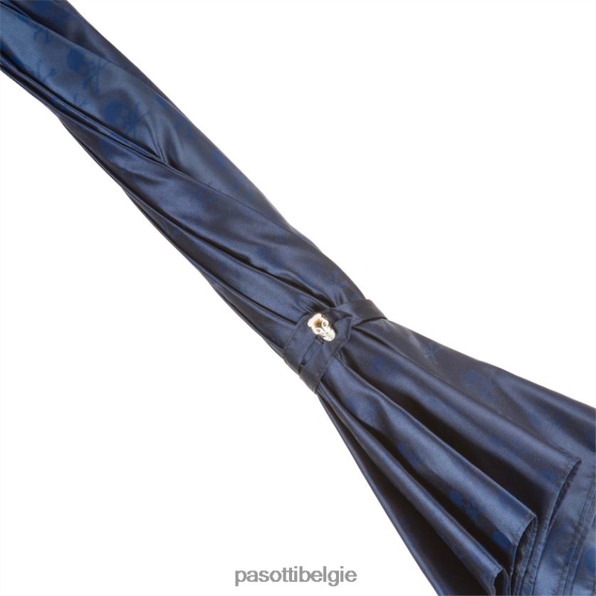 paraplu | 416nt pbt w33pb - marineblauwe paraplu met studs en zilveren schedelhandvat PASOTTI VFHH4H52