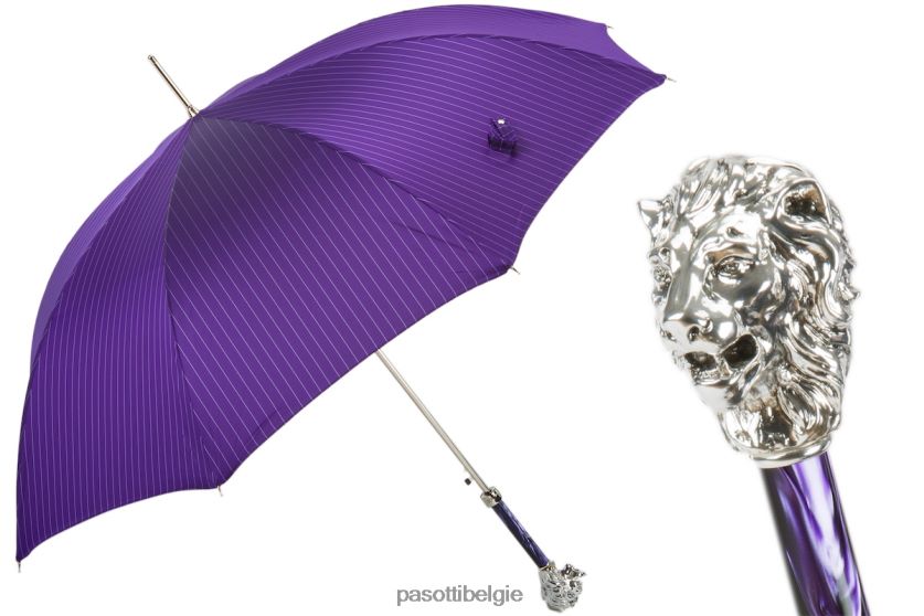 paraplu | 478 1084-7 w37pv - paarse paraplu met zilveren leeuwenhandvat PASOTTI VFHH4H61