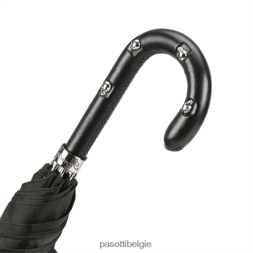 paraplu | 478 11780-142 h39t - zwarte camouflageparaplu, leren handvat met schedels PASOTTI VFHH4H63