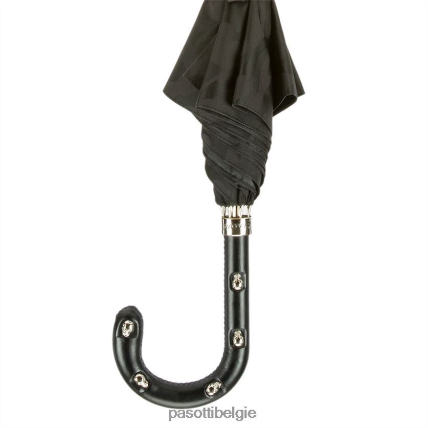paraplu | 478 11780-142 h39t - zwarte camouflageparaplu, leren handvat met schedels PASOTTI VFHH4H63