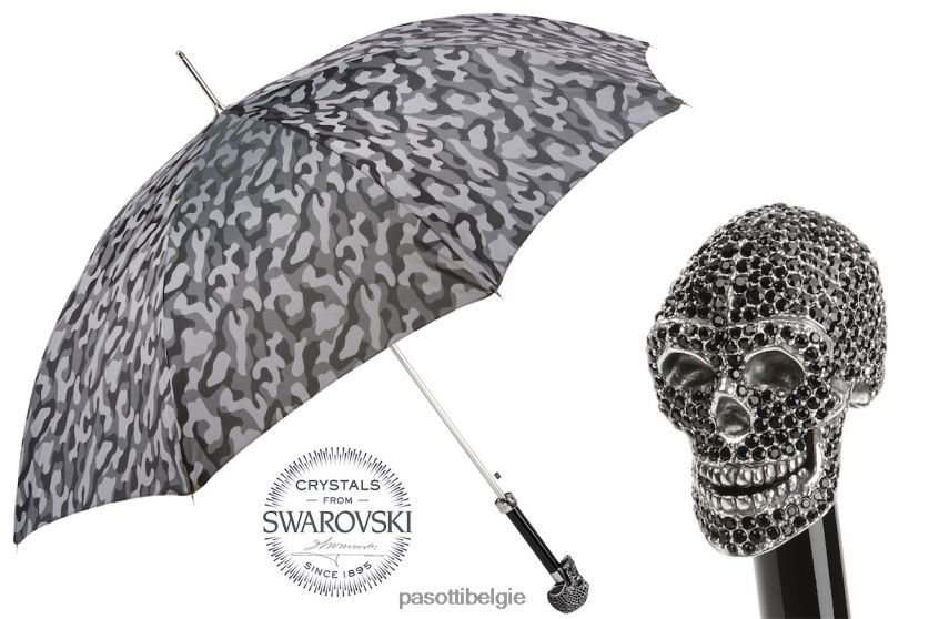 paraplu | 478 11780-145 w333ne - camouflageparaplu met zwarte swarovski schedel PASOTTI VFHH4H72