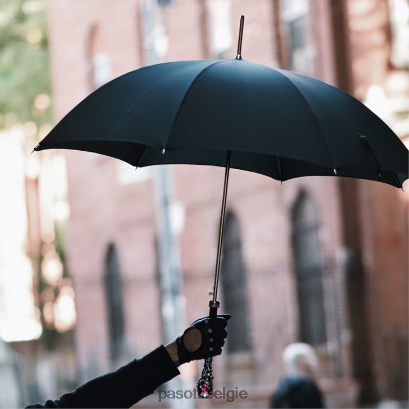 paraplu | 478 6768-1 w68 - zwarte paraplu met luxe rode edelsteenhandgreep PASOTTI VFHH4H6