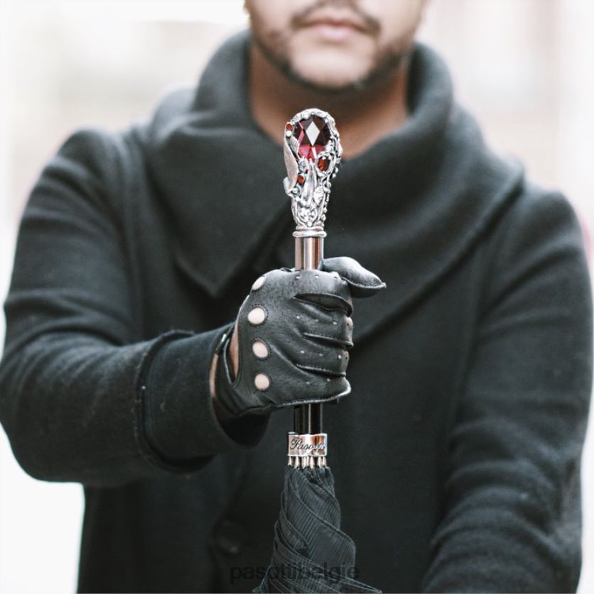 paraplu | 478 6768-1 w68 - zwarte paraplu met luxe rode edelsteenhandgreep PASOTTI VFHH4H6