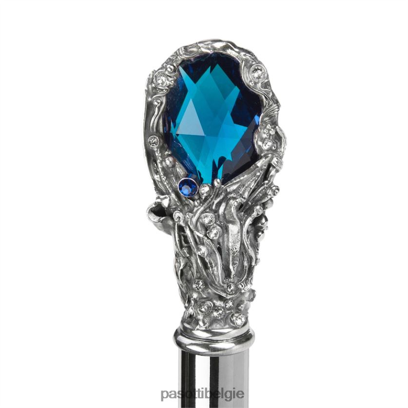 paraplu | 478 6768-1 w68blu - zwarte paraplu met luxe blauwe edelsteenhandgreep PASOTTI VFHH4H50