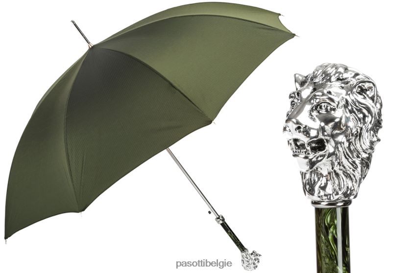 paraplu | 478 6768-6 w37pv - groene paraplu, handvat van zilveren leeuw PASOTTI VFHH4H79
