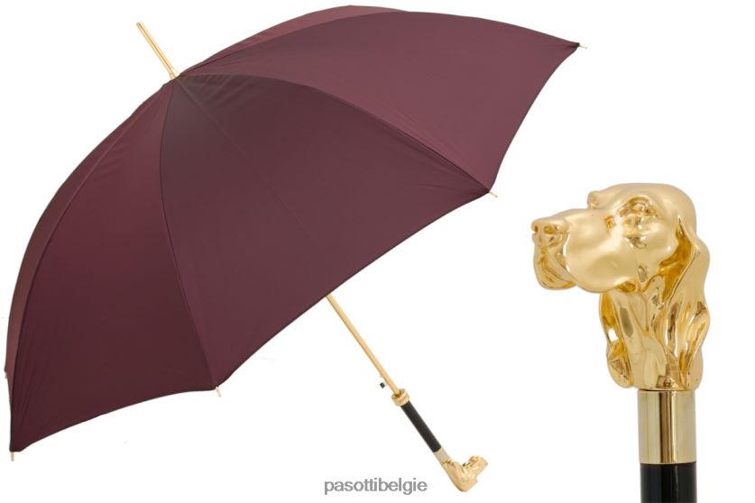 paraplu | 479fa oxf-15 w40 - bordeaux paraplu met gouden hondje PASOTTI VFHH4H21