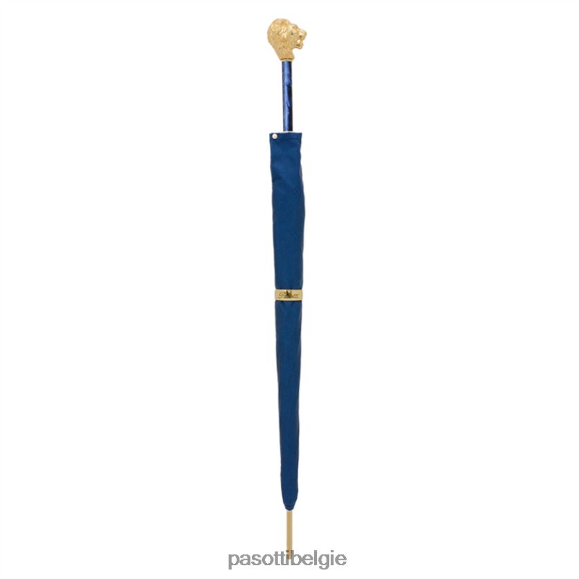 paraplu | 479fa oxf-8 w37pb - blauwe paraplu met gouden leeuwenhandvat PASOTTI VFHH4H23