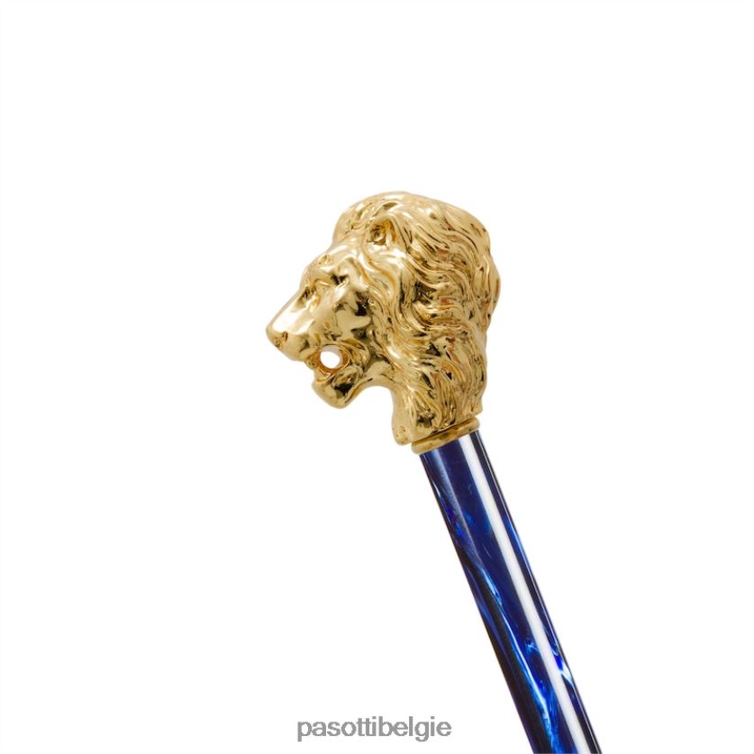 paraplu | 479fa oxf-8 w37pb - blauwe paraplu met gouden leeuwenhandvat PASOTTI VFHH4H23