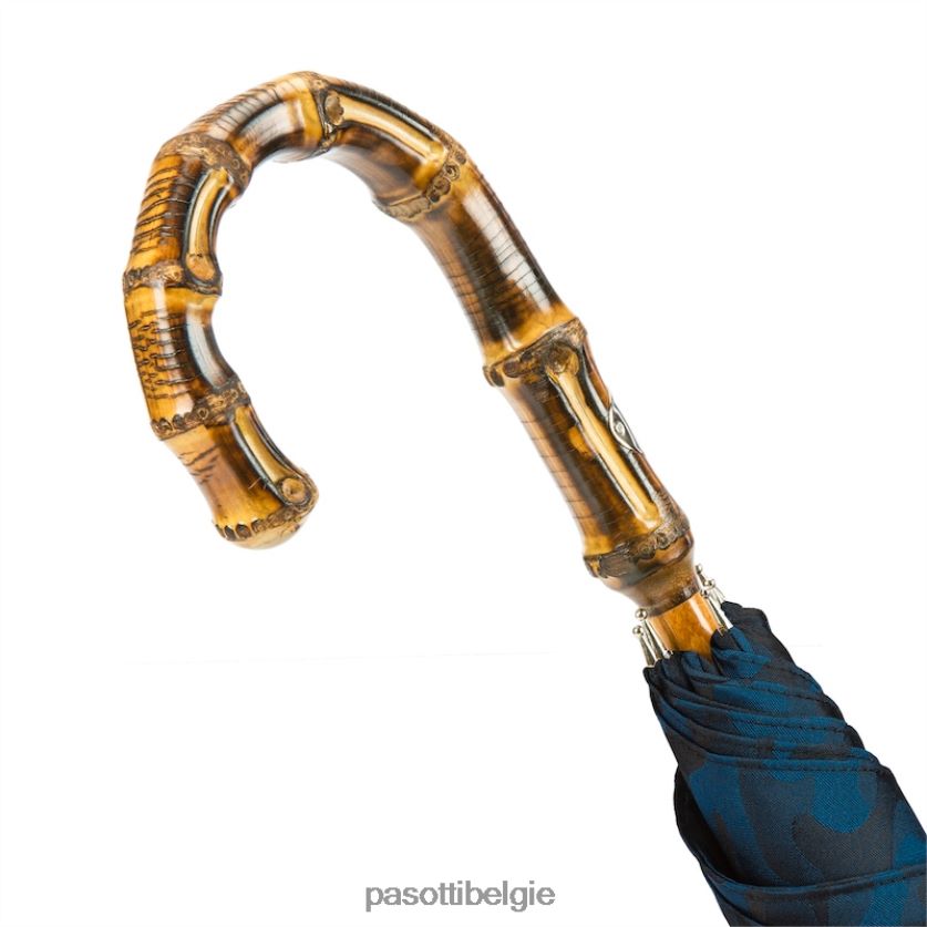 paraplu | 142 11780-126 b - marineblauwe camouflageparaplu met bamboe handvat PASOTTI VFHH4H146