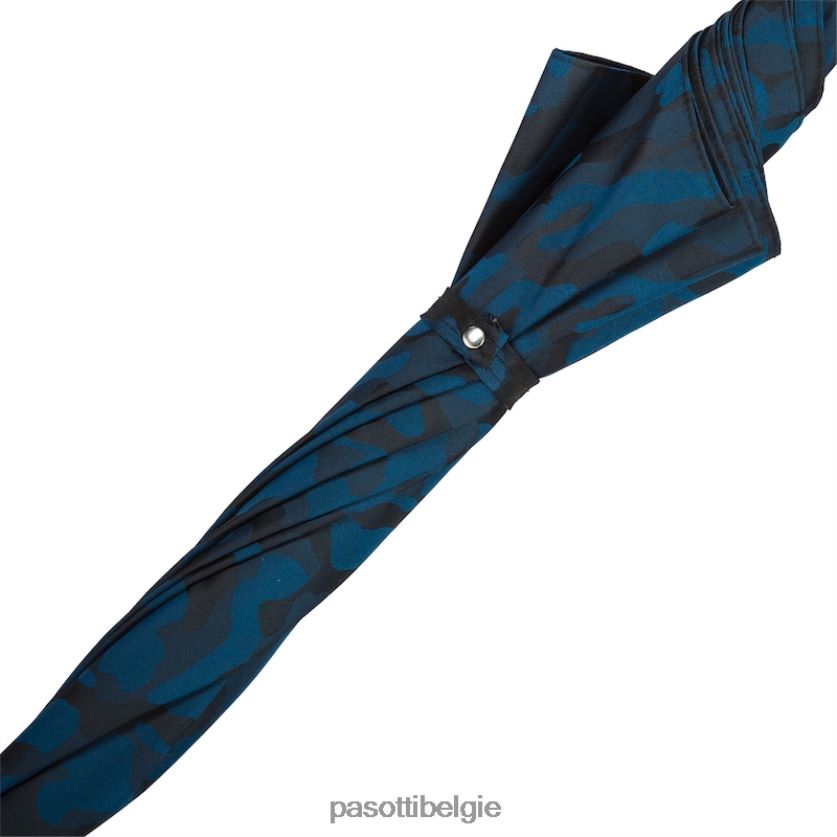 paraplu | 142 11780-126 b - marineblauwe camouflageparaplu met bamboe handvat PASOTTI VFHH4H146