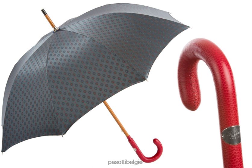 paraplu | 142 51404-5 p - paraplu met rood leren handvat PASOTTI VFHH4H110