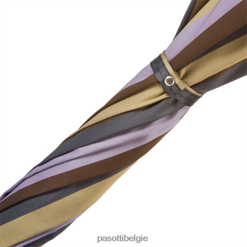 paraplu | 142 6496-12 cbr - Kastanjebruin gestreepte paraplu met knopuiteinde PASOTTI VFHH4H102