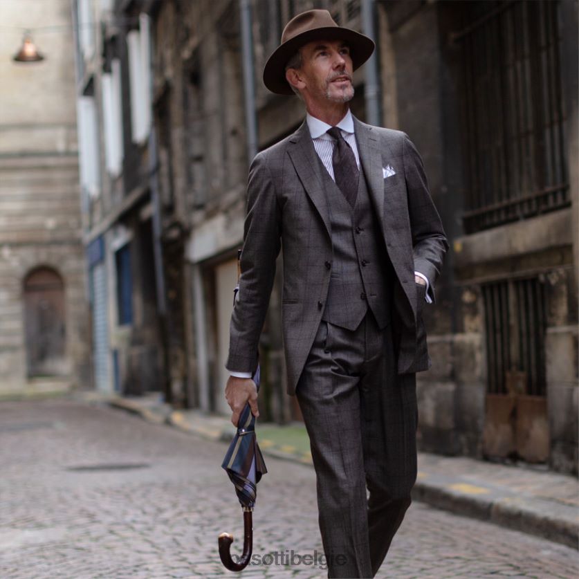 paraplu | 142 6496-12 cbr - Kastanjebruin gestreepte paraplu met knopuiteinde PASOTTI VFHH4H102