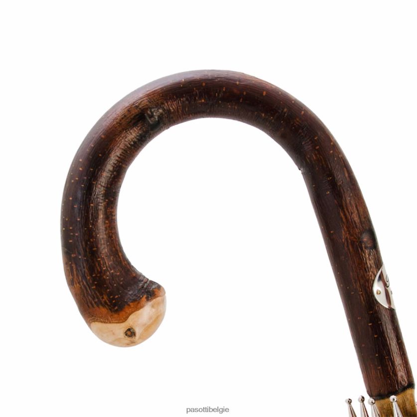 paraplu | 142 Milford-6 cbr - Kastanjebruine gestreepte paraplu met knopuiteinde PASOTTI VFHH4H95