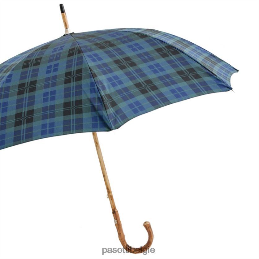 paraplu | 142 celtic-8 k - blauw geruite paraplu met houten handvat PASOTTI VFHH4H114