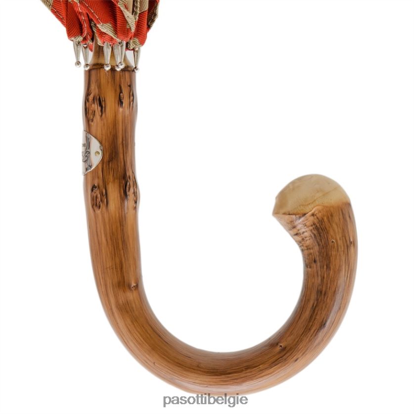 paraplu | 142 esag-9 cr - paraplu van stof met zeshoekprint, kastanjebruin handvat PASOTTI VFHH4H151