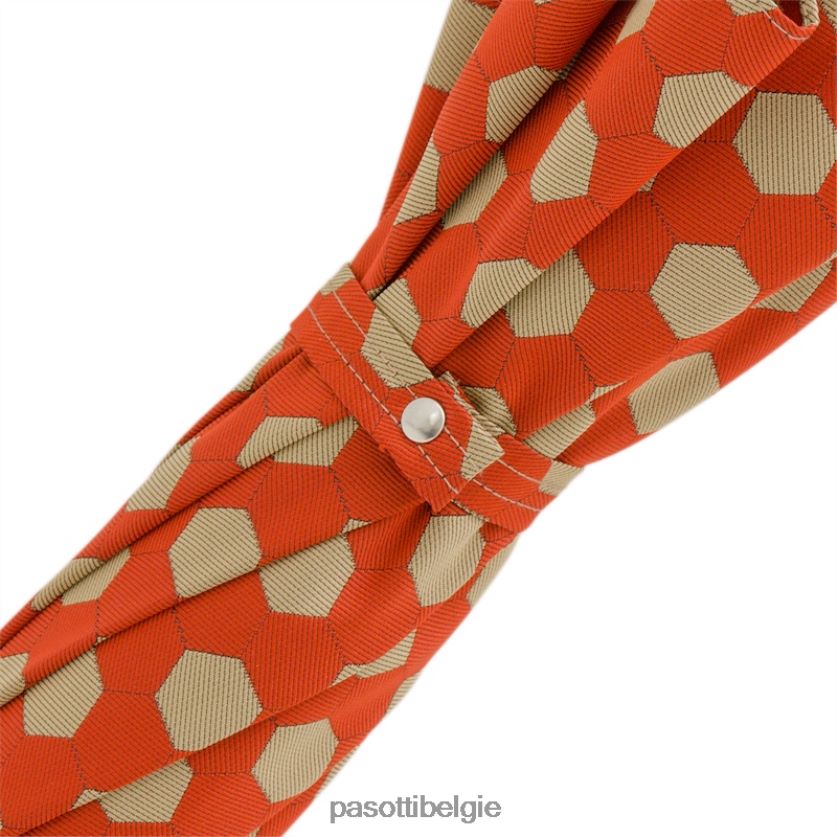 paraplu | 142 esag-9 cr - paraplu van stof met zeshoekprint, kastanjebruin handvat PASOTTI VFHH4H151