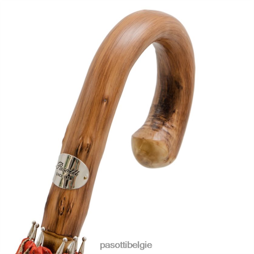 paraplu | 142 esag-9 cr - paraplu van stof met zeshoekprint, kastanjebruin handvat PASOTTI VFHH4H151