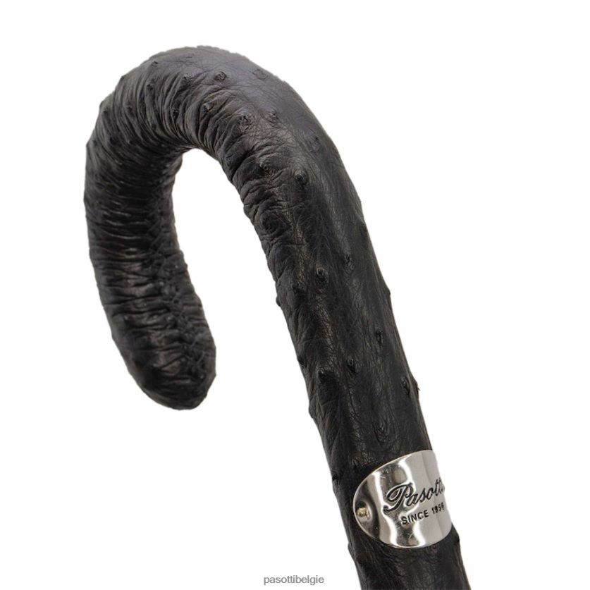 paraplu | 142 pto cn1 s - paraplu punto bianco, handvat van struisvogelleer PASOTTI VFHH4H108