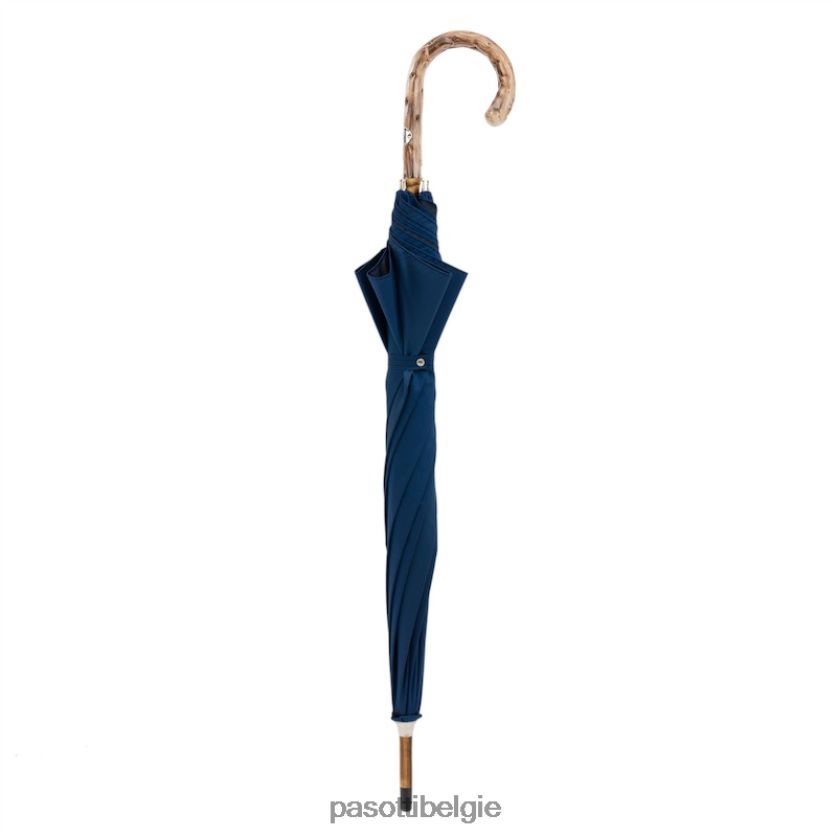paraplu | 476f oxf-14 g - marineblauwe paraplu met gaspeldoornhouten handvat PASOTTI VFHH4H103