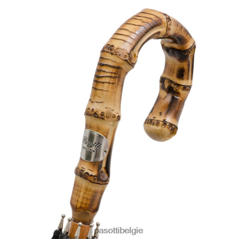 paraplu | 476f oxf-18 b - Oxford zwarte paraplu met bamboe handvat PASOTTI VFHH4H101