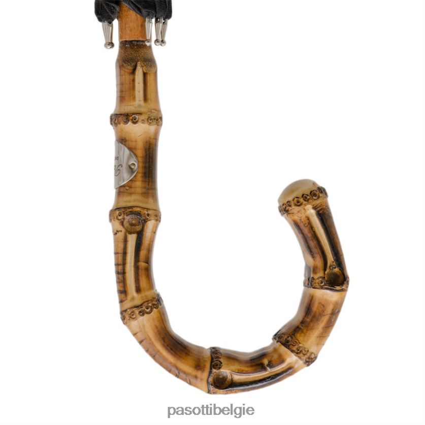 paraplu | 476f oxf-18 b - Oxford zwarte paraplu met bamboe handvat PASOTTI VFHH4H101