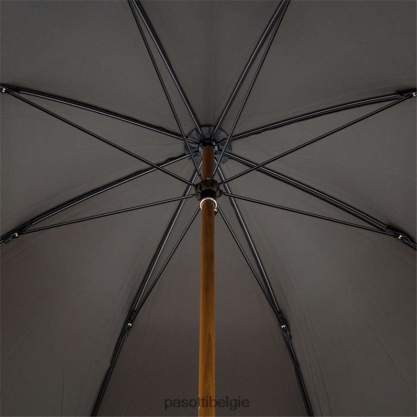 paraplu | 476f oxf-18 b - Oxford zwarte paraplu met bamboe handvat PASOTTI VFHH4H101