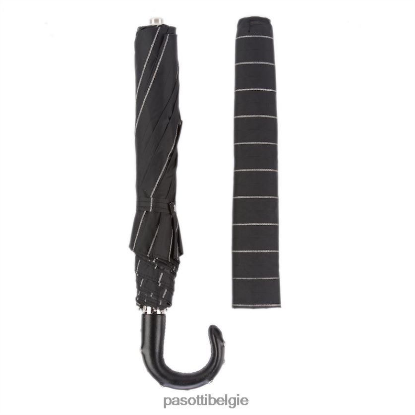 paraplu | 64 1094-1 h34 - opvouwbare paraplu met leren handvat met studs PASOTTI VFHH4H174