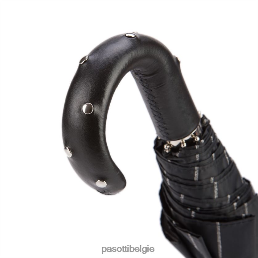 paraplu | 64 1094-1 h34 - opvouwbare paraplu met leren handvat met studs PASOTTI VFHH4H174