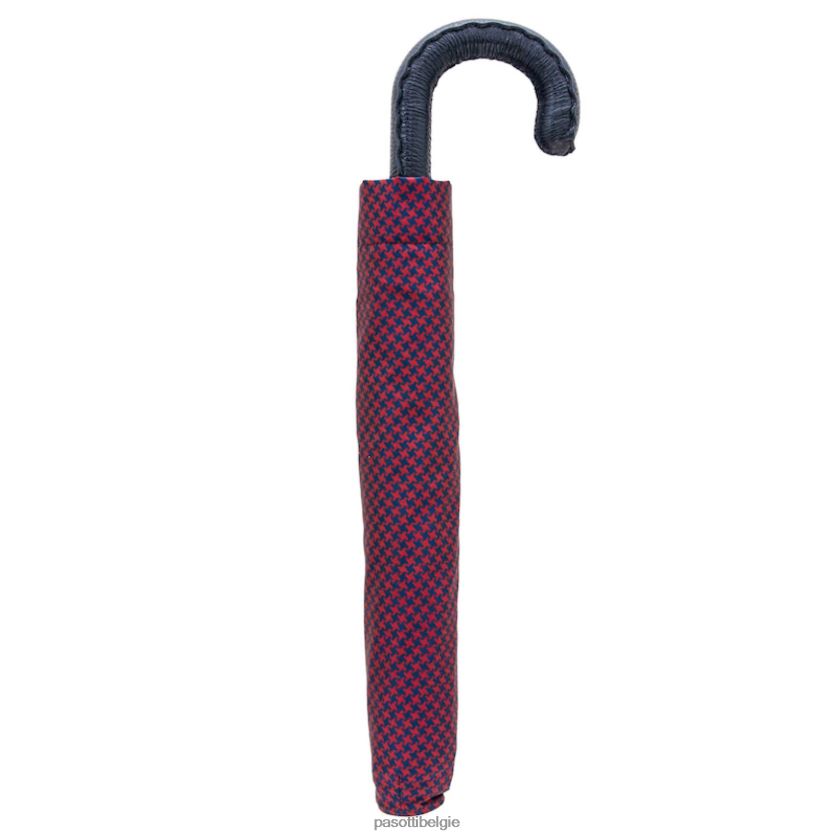 paraplu | 64 52682-2 n36 - rode en marineblauwe pied de poule opvouwbare paraplu PASOTTI VFHH4H164