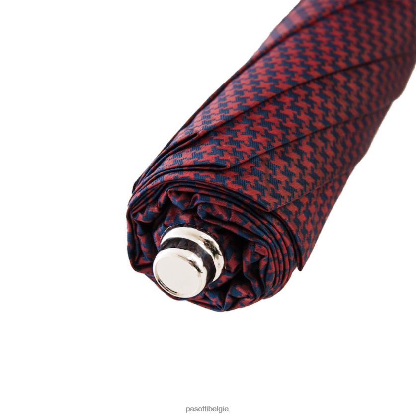 paraplu | 64 52682-2 n36 - rode en marineblauwe pied de poule opvouwbare paraplu PASOTTI VFHH4H164