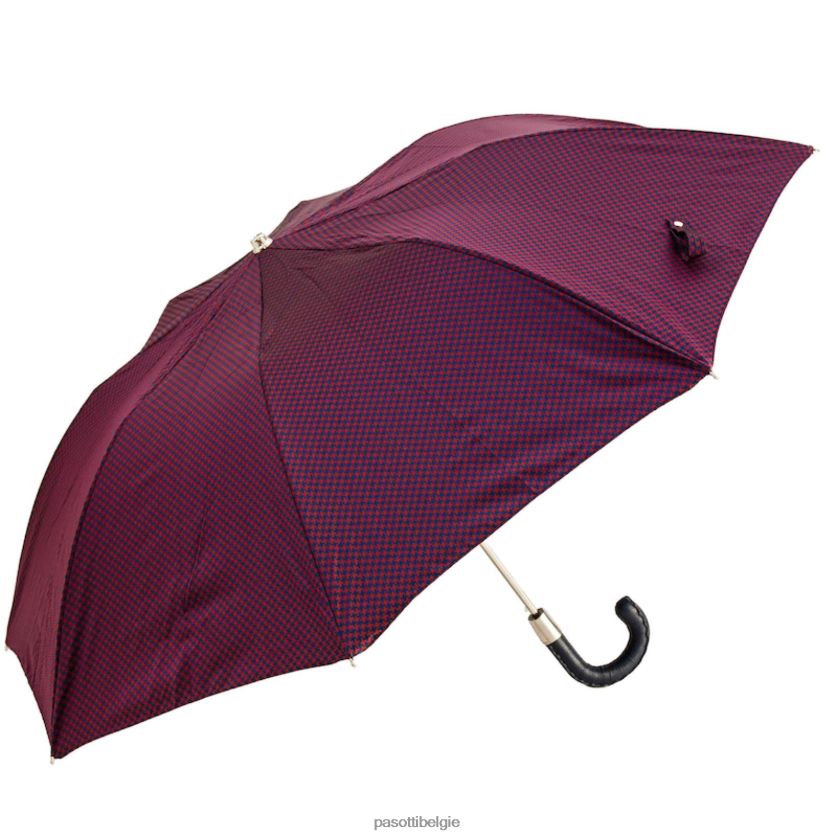 paraplu | 64 52682-2 n36 - rode en marineblauwe pied de poule opvouwbare paraplu PASOTTI VFHH4H164