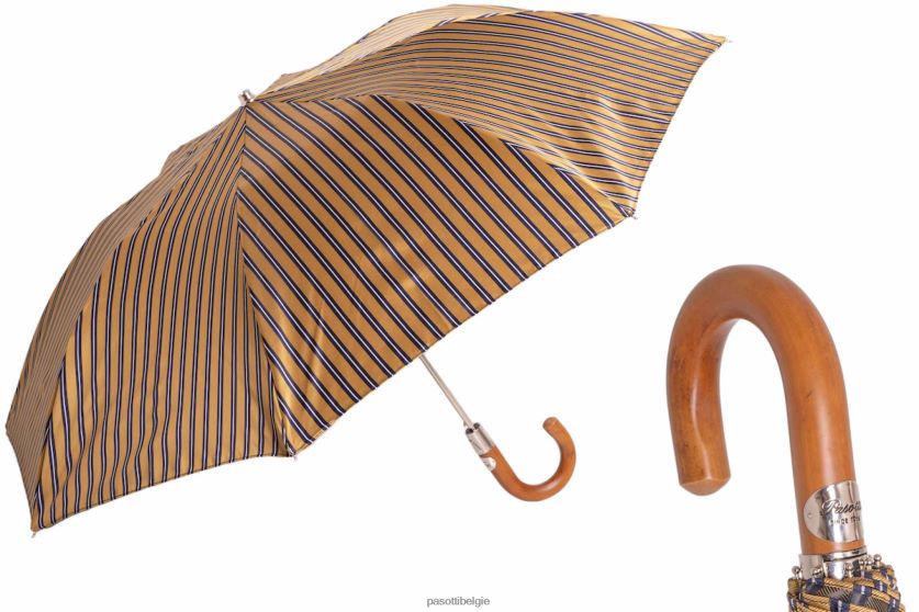 paraplu | 64 81686-2 m - okerkleurige gestreepte opvouwbare paraplu PASOTTI VFHH4H179