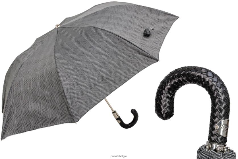 paraplu | 64 Milford-2 n37 - opvouwbare Milford paraplu met gevlochten leren handvat PASOTTI VFHH4H169