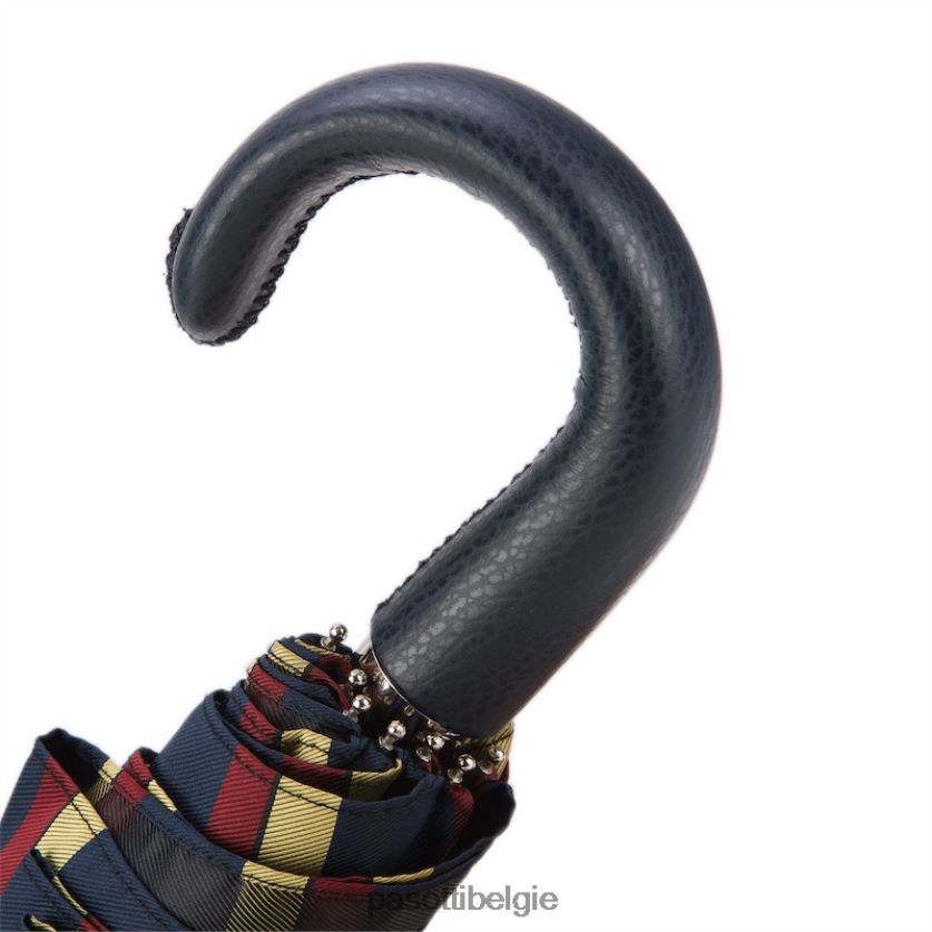 paraplu | 64 alfred-1 p - gestreepte opvouwbare paraplu, leren handvat PASOTTI VFHH4H184