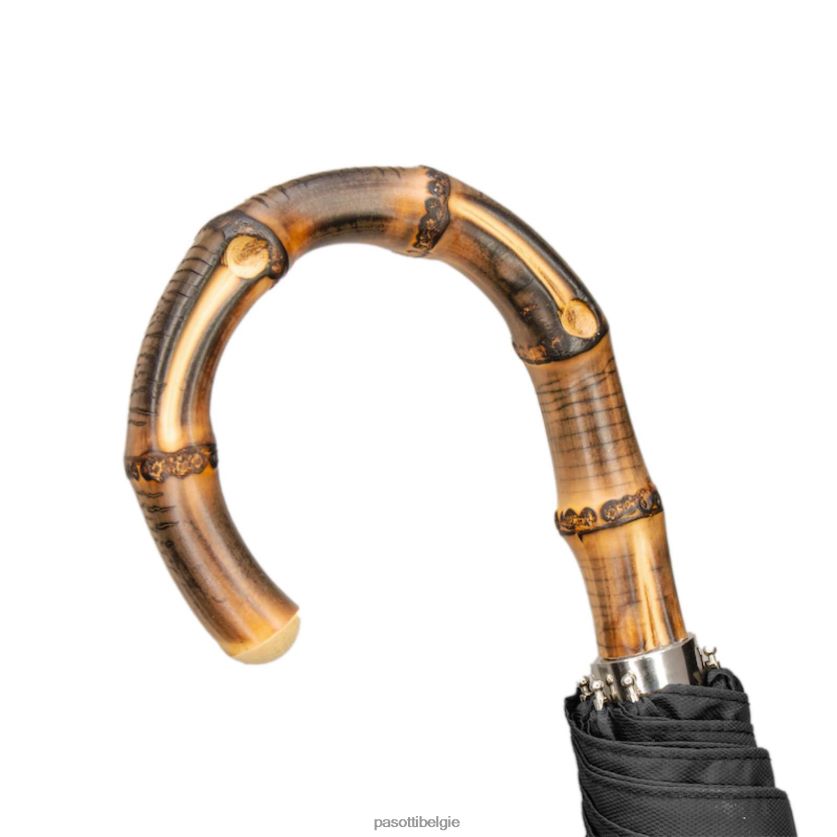 paraplu | 64 oxf-18 b - opvouwbare zwarte paraplu en whangee handvat PASOTTI VFHH4H187