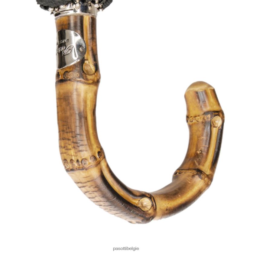 paraplu | 64 oxf-18 b - opvouwbare zwarte paraplu en whangee handvat PASOTTI VFHH4H187