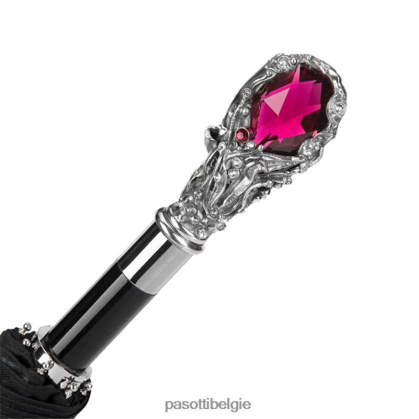 paraplu | 64 oxf-18 w68 - robijnrode luxe paraplu, handvat van rode edelsteen PASOTTI VFHH4H180