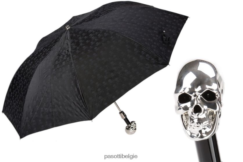 paraplu | 64 pnt w33 - zilveren schedelparaplu met schedelprint PASOTTI VFHH4H173