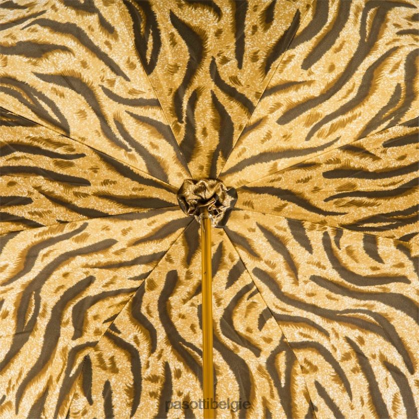 paraplu | 189 1409-61 z16 - bruine paraplu met tijgergestreepte binnenkant, dubbeldoek PASOTTI VFHH4H421