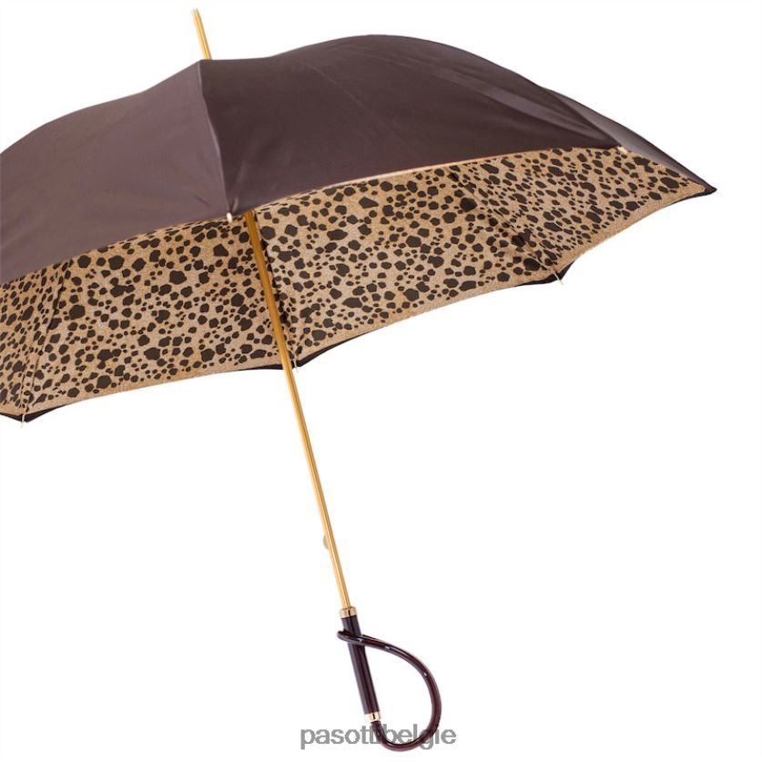 paraplu | 189 1411-61 a - bruin gespikkelde paraplu, dubbeldoek PASOTTI VFHH4H429