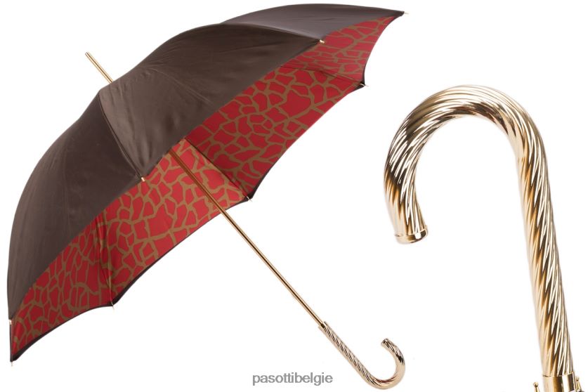 paraplu | 189 21029-21 g2 - paraplu met rode giraffenprint binnenkant, dubbeldoek PASOTTI VFHH4H420