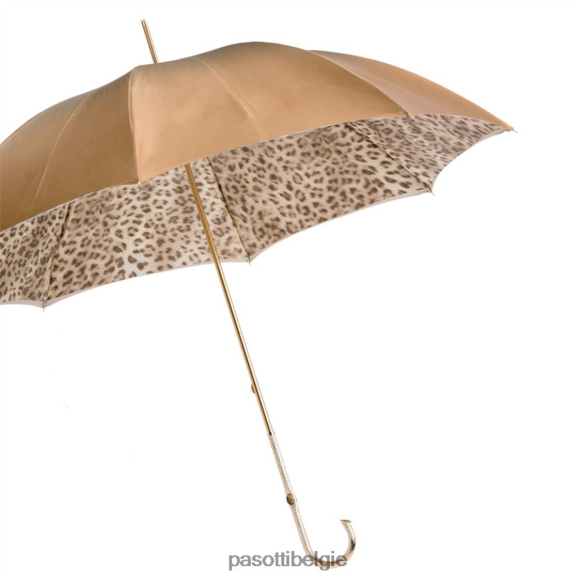 paraplu | 189 52417-16 p5 - ivoorkleurige paraplu met luipaardprint, dubbele stof PASOTTI VFHH4H412