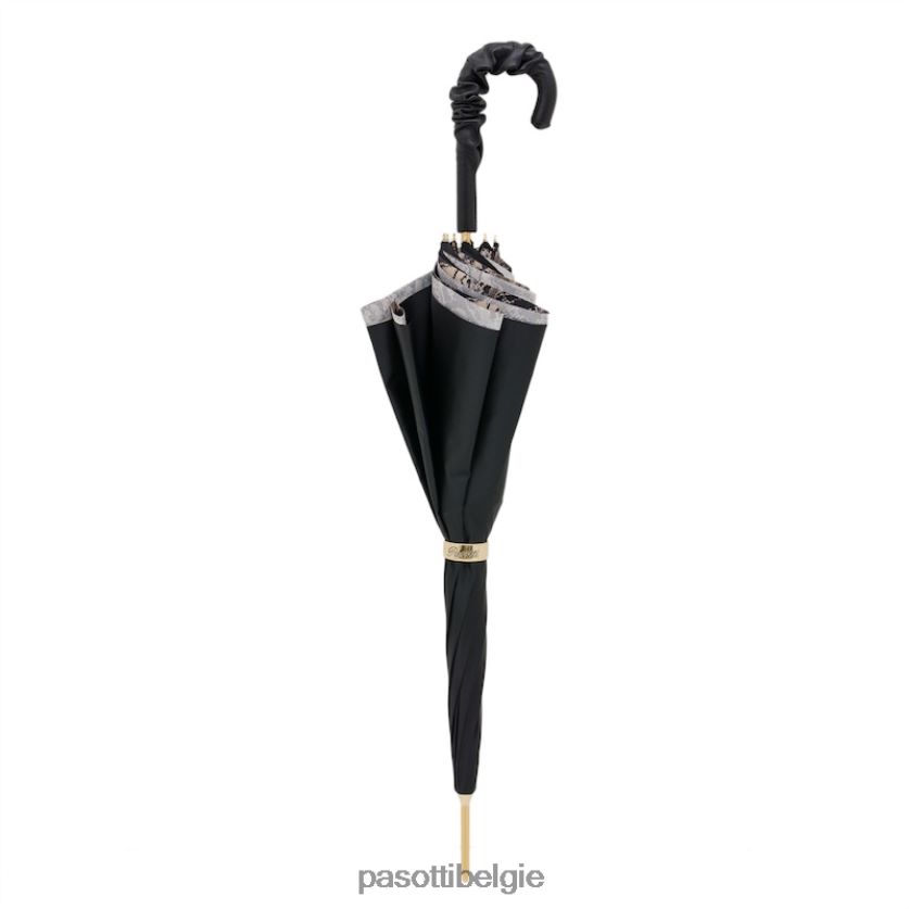 paraplu | 189 55651-93 a35 - paraplu met slangenprint en leren handvat met ruches PASOTTI VFHH4H413