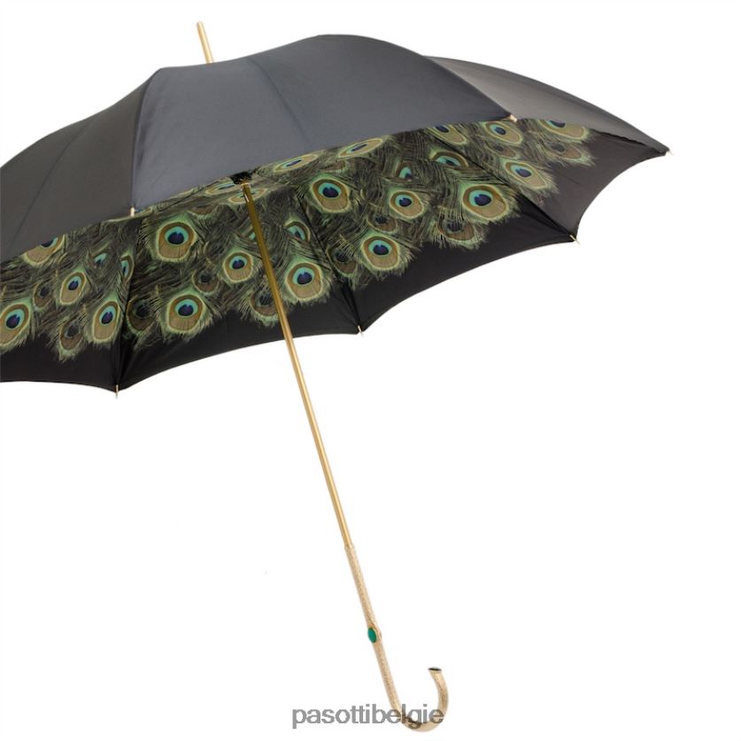 paraplu | 189 hawaii p5 - zwarte paraplu met pauwbinnenwerk, dubbeldoek PASOTTI VFHH4H415