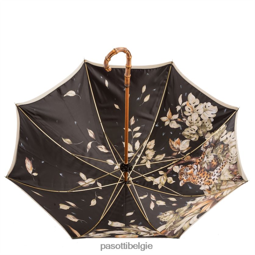 paraplu | 397 991 b - luipaardparaplu met prachtige binnenkant en bamboe handvat, dubbeldoek PASOTTI VFHH4H403