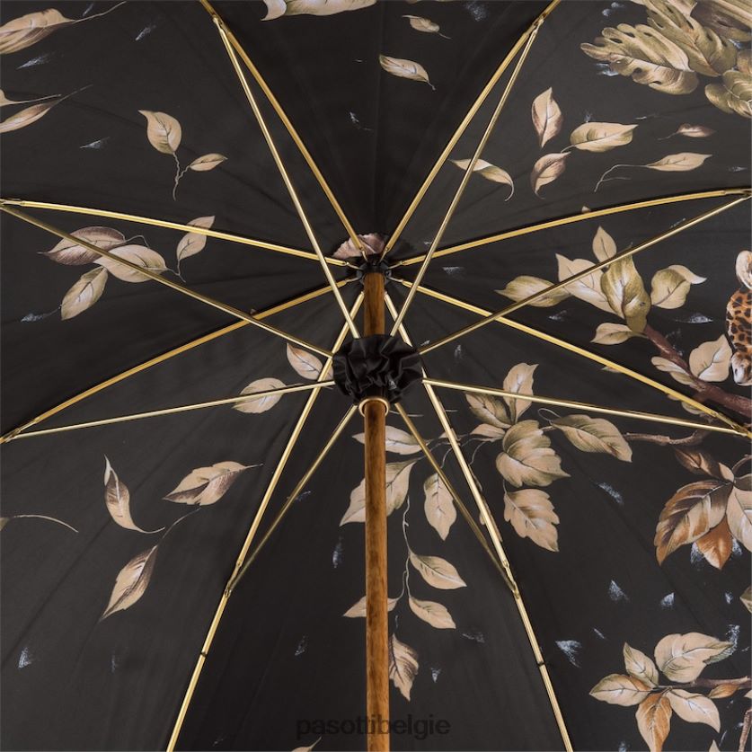 paraplu | 397 991 b - luipaardparaplu met prachtige binnenkant en bamboe handvat, dubbeldoek PASOTTI VFHH4H403